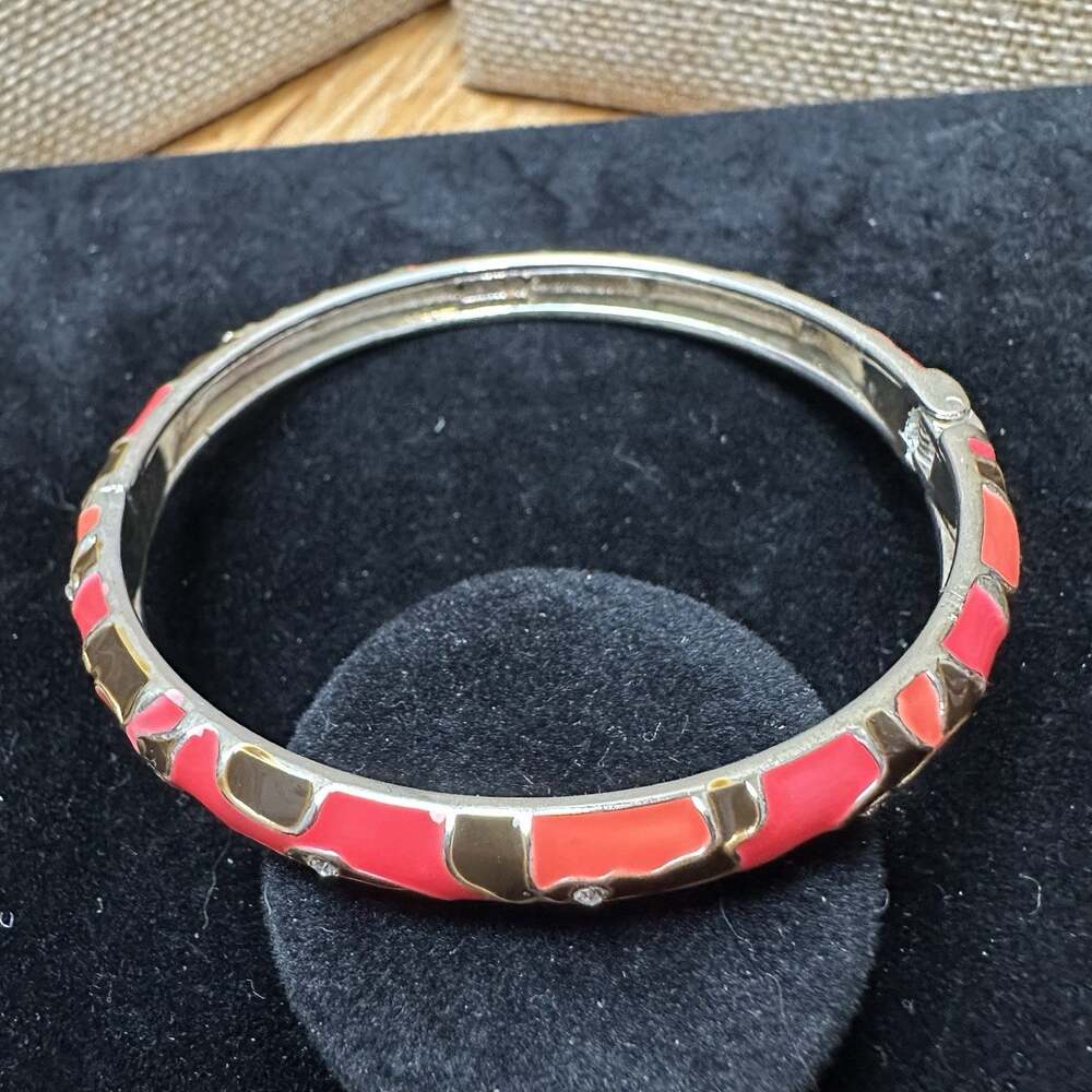 Sequin Nordstrom Multicolor Silver Tone Statement Enamel Bangle Bracelet #117